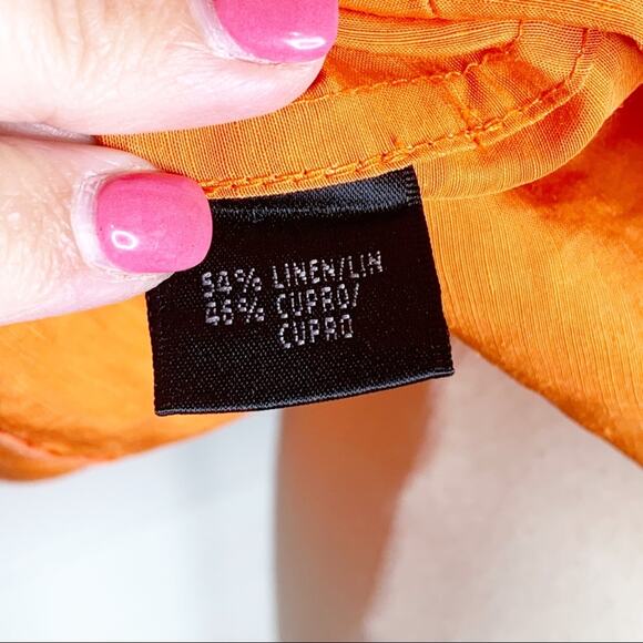 Lafayette 148 NY Linen Blend Collared Full Zip Jacket Orange Size 4 - Picture 8 of 8